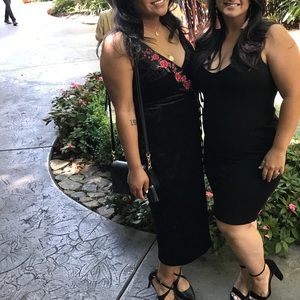 Black crushed velvet dress